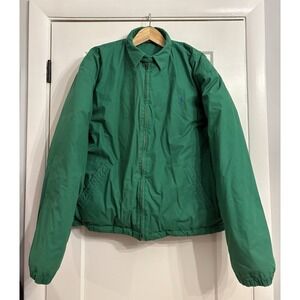Vintage 90s Polo Ralph Lauren Men's Large Green Down Puffer Harrington Jacket